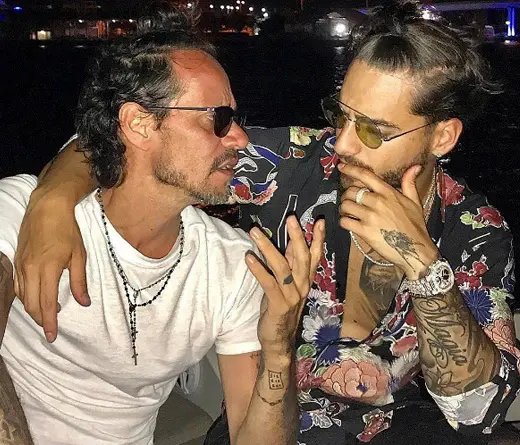Maluma y Marc Anthony presumen de su fiel amistad con un beso en Instagram.  